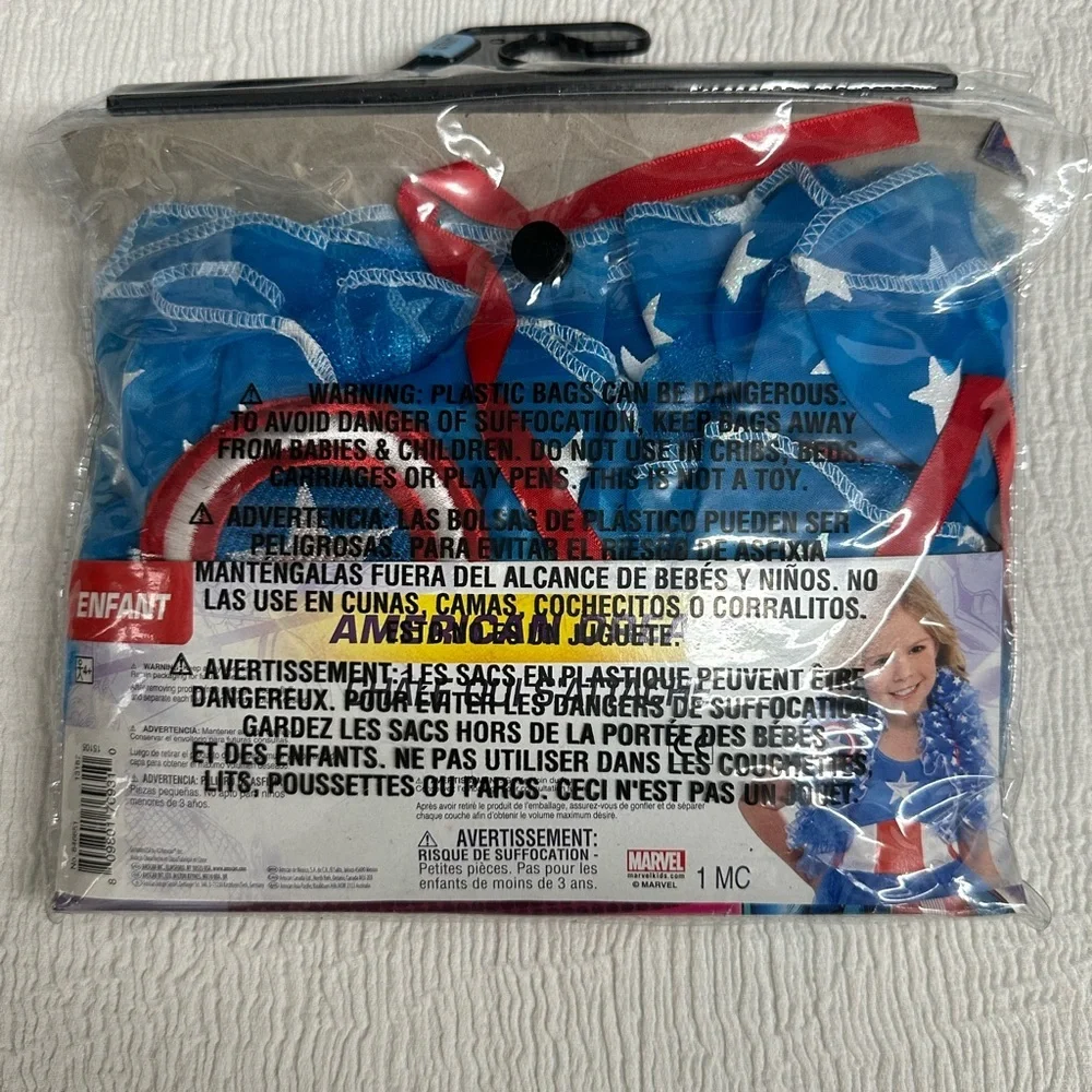 🇺🇸Captain Marvel American Dream Superhero tie on shrug for 4th of July Dress NWT